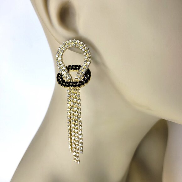 Chandelier Crystal and Gold Earrings - Picture 1 of 8